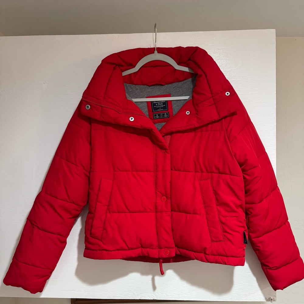 Abercrombie & Fitch Bold Red Puffer Jacket